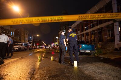 The scene of a mass shooting in Kingsessing, Philadelphia. EPA