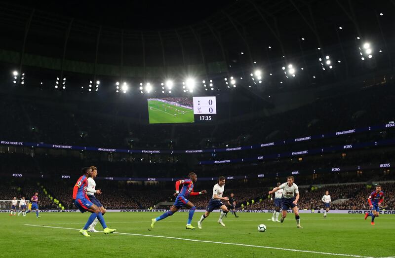 Action from the clash between Tottenham and Crystal Palace. Getty