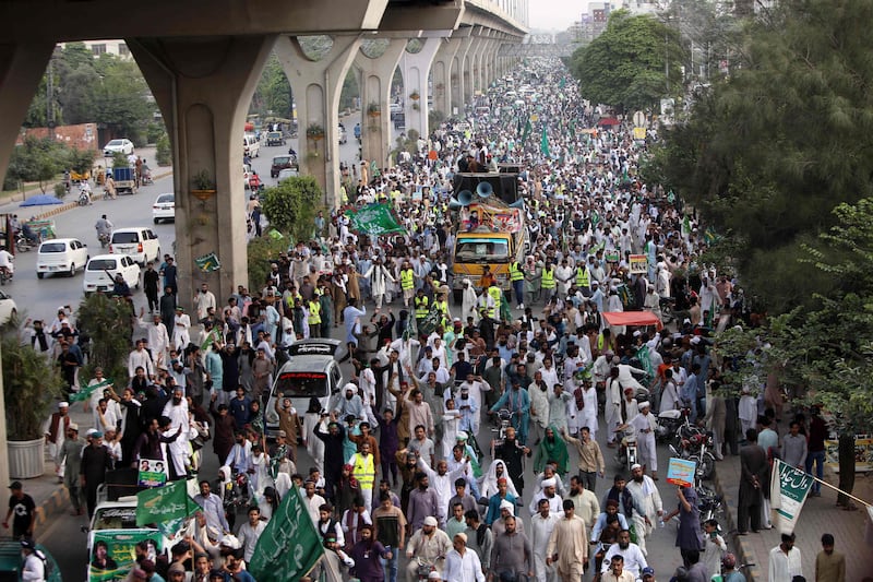 Activits of the Tehreek-e-Labbaik Pakistan party march in Rawalpindi. AFP