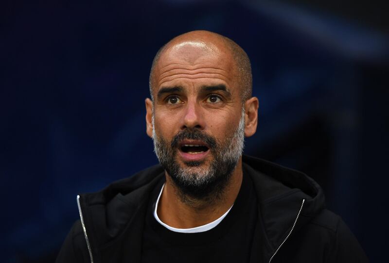 MANCHESTER, ENGLAND - MAY 09: Josep Guardiola, Manager of Manchester City looks on prior to the Premier League match between Manchester City and Brighton and Hove Albion at Etihad Stadium on May 9, 2018 in Manchester, England.  (Photo by Gareth Copley/Getty Images)