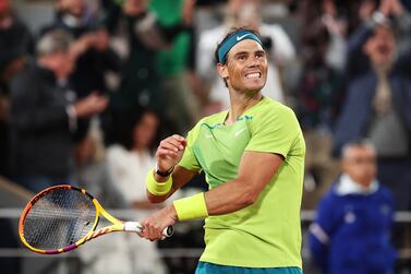 PARIS, FRANCE - MAY 31: Rafael Nadal of Spain celebrates victory against Novak Djokovic of Serbia during the Men's Singles Quarter Final match on Day 10 of The 2022 French Open at Roland Garros on May 31, 2022 in Paris, France. (Photo by Ryan Pierse / Getty Images)