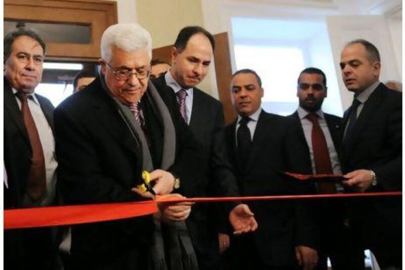 The Palestinian president, Mahmoud Abbas, seen cutting a ribbon during the inauguration of the Palestinian Embassy in Moscow this month, is likely to be looking to a greater role for Europe rather than the US in his struggles with Israel.