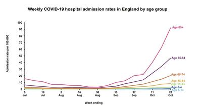 Hospital admisions are shooting up among the over 75s. Gov.uk