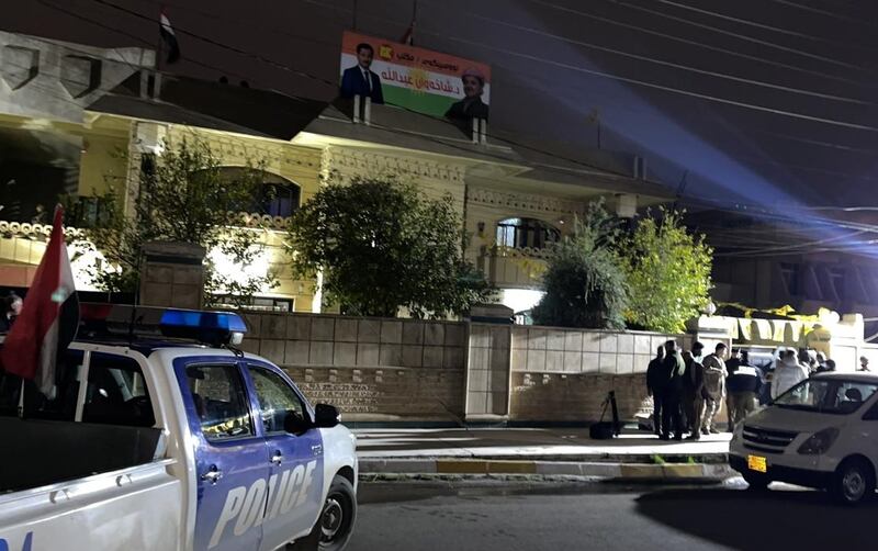 Iraqi forces after the attack on Shakhwan Abdullah's office in Kirkuk, Iraq. Getty Images