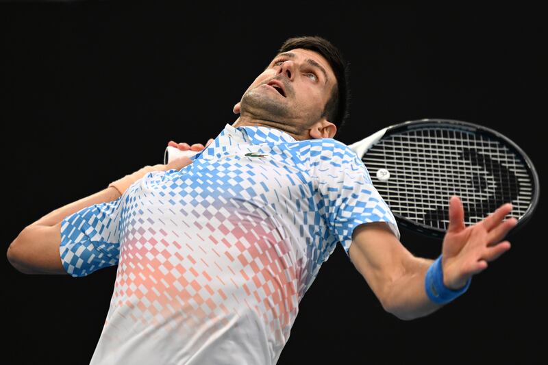 Novak Djokovic of Serbia during his match against Grigor Dimitrov of Bulgaria at the 2023 Australian Open Tennis tournament in Melbourne, Victoria, on January 21.   EPA