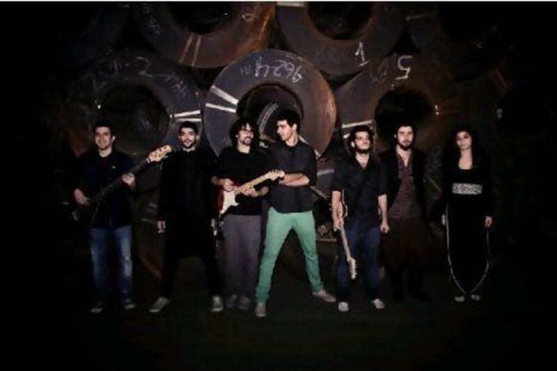 Mashrou' Leila, a seven-member folk-fusion group, as featured on Golden Beirut. Courtesy Tanya Traboulsi