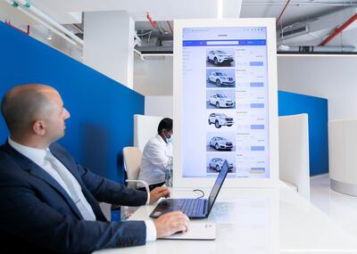 DUBAI, UNITED ARAB EMIRATES. 21 SEPTEMBER 2020. 
Marwan Chaar, managing director of Carzaty, a digital car showroom where customers browse inventory.

(Photo: Reem Mohammed/The National)

Reporter:
Section: