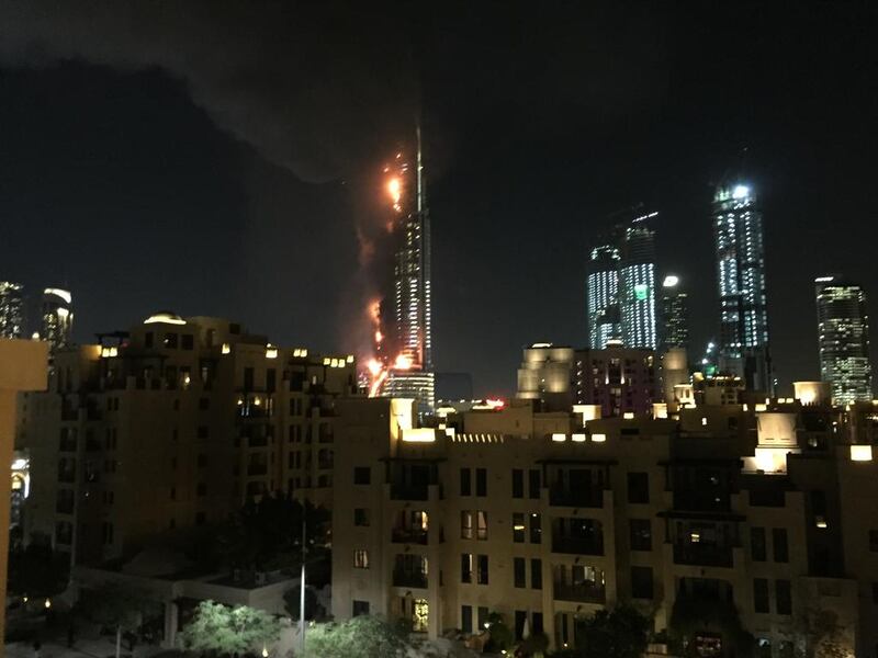 A fire in downtown Dubai on New Year’s Eve. Courtesy Dana Moukhallati