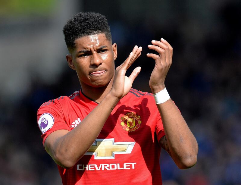 FILE PHOTO: Soccer Football - Premier League - Huddersfield Town v Manchester United - John Smith's Stadium, Huddersfield, Britain - May 5, 2019  Manchester United's Marcus Rashford applauds fans after the match          REUTERS/Peter Powell  EDITORIAL USE ONLY. No use with unauthorized audio, video, data, fixture lists, club/league logos or "live" services. Online in-match use limited to 75 images, no video emulation. No use in betting, games or single club/league/player publications.  Please contact your account representative for further details./File Photo