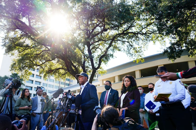 Mayor Sylvester Turner speaks about the cancellation of the Astroworld festival in Houston, Texas. AFP