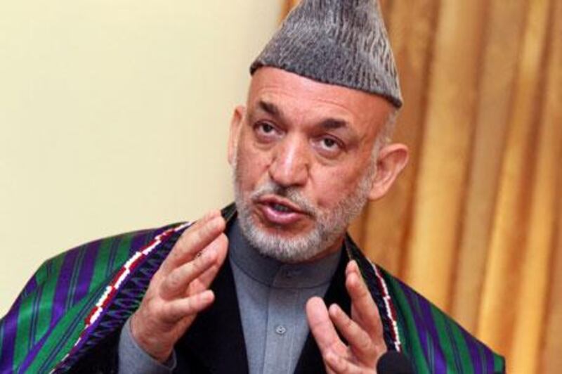 The Afghan president Hamid Karzai speaks during a press conference in Kabul, Afghanistan early this month.