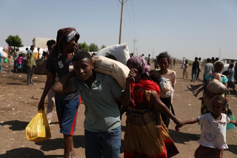 Refugees from the Tigray region of Ethiopia arrive at Hamdayet, Sudan. AP Photo