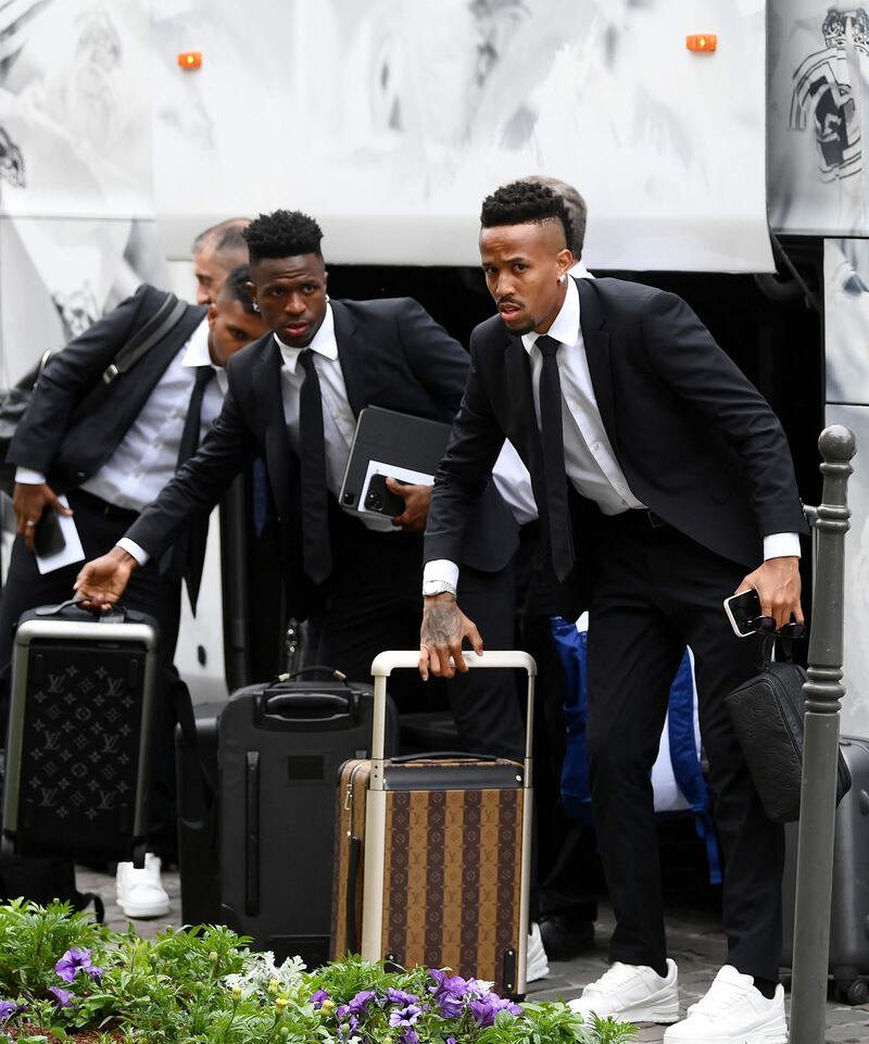 Eder Militao, right, and Vinicius Junior at the team hotel in Chantilly on Thursday. AFP