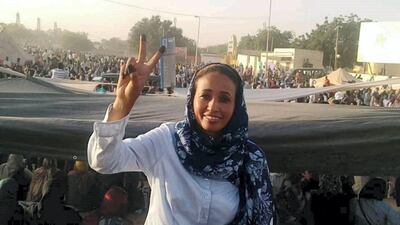 Dr Nuha Ali outside of the sit-in on Tuesday. She was detained and tortured by government forces earlier this year. Photo courtesy of Dr Ali 