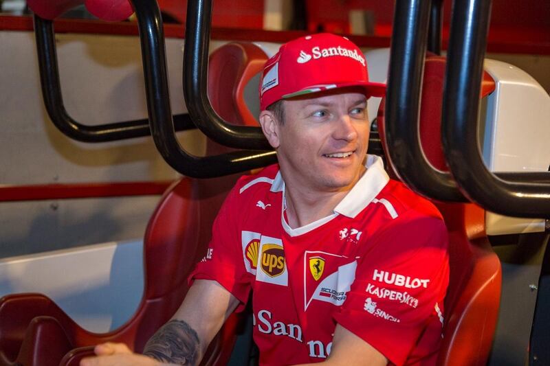 Finnish F1 driver Kimi Raikkonen pays a Ferrari World Abu Dhabi