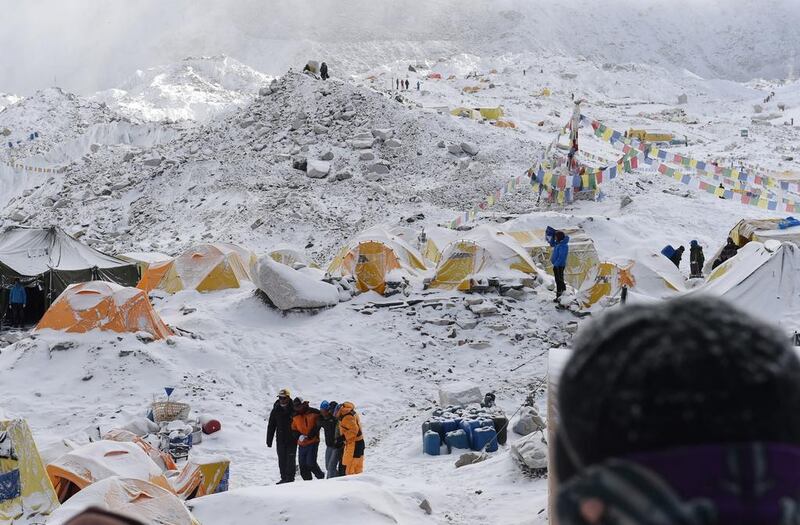 There are around 100 climbers at camps 1 and 2 on Mount Everest, above base camp, and all are safe after an earthquake set off an avalanche, Ang Tshering Sherpa, the head of the Nepal Mountaineering Association said on Sunday.