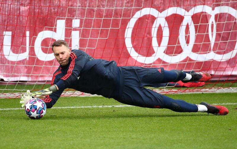 Bayern Munich's Manuel Neuer saves a shot. Reuters