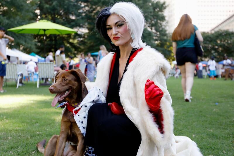 Atlanta-area resident Megan Nelson poses for a photo with her dog Darla. The pair won the costume contest award for best dog and owner combination.