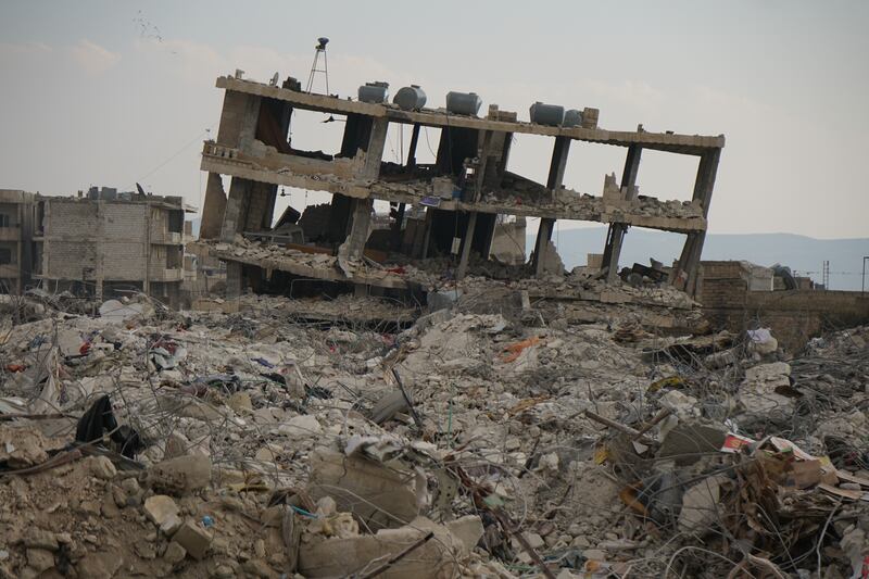 Destroyed buildings in the village of Jenderes in the northern countryside of Aleppo, Syria. Moawia Atrash / The National