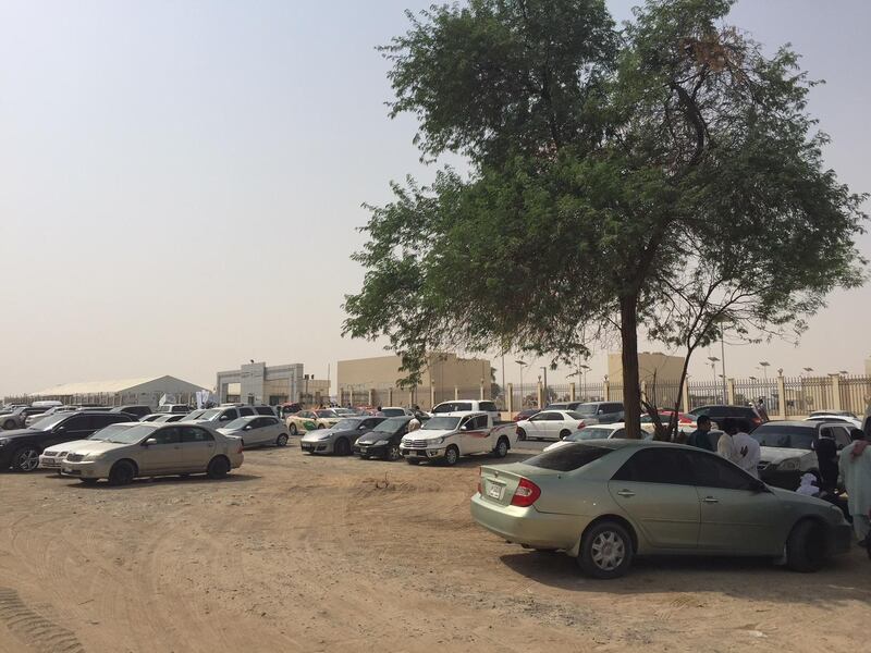 Hundreds of vehicles were parked outside the immigration centre in Dubai.
