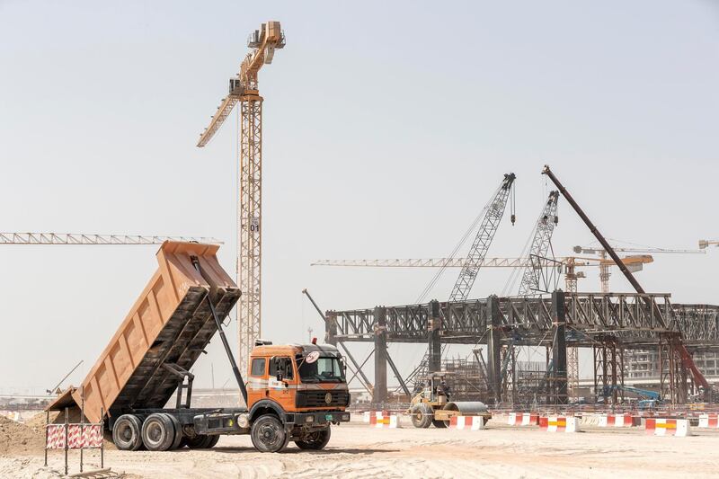 DUBAI, UNITED ARAB EMIRATES. 11 OCTOBER 2018. Site visit to the Expo 2020 construction site. Heavy construction underway in preperation to the build up to 2010. Structure that will be the Metro station next to the main part of the site. (Photo: Antonie Robertson/The National) Journalist: Ramola Talwar. Section: National.