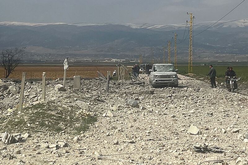 Rubble at the site of an Israeli air strike near Baalbek city in the central Bekaa plain. AFP