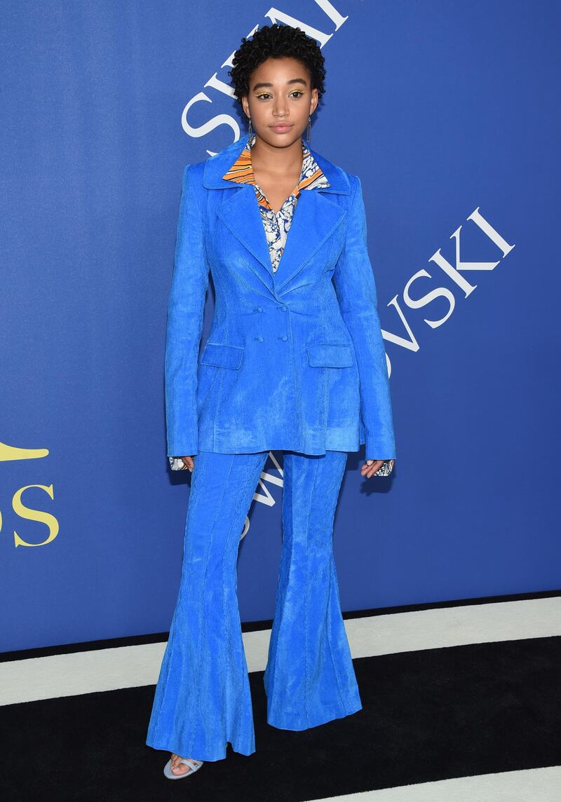 Amandla Stenberg in Rosie Assoulin. AP