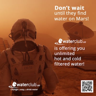 Waterclub has announced it is working with SpaceX to provide drinking water to the first human colony on the Red Planet. Photo: Waterclub