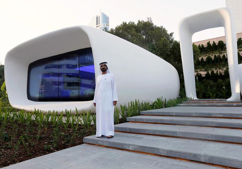 Sheikh Mohammed bin Rashid opened a futuristic office for 3-D printing technology in May. Reuters