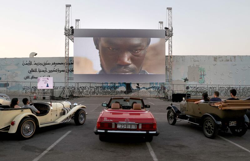 A drive-in cinema was one location where films were screened as part of the Amman International Film Festival. AFP