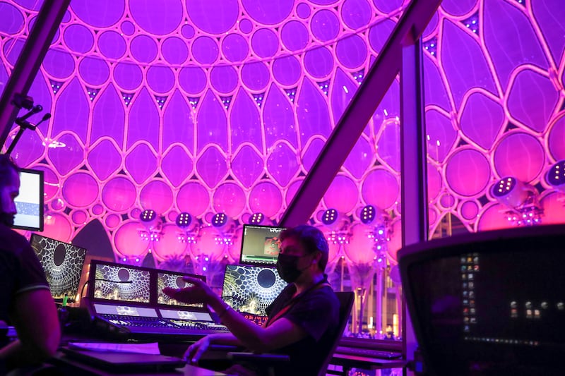 Al Wasl control room, which delivers spectacular shows each day, will project immersive light displays during Diwali festival. Photo: Khushnum Bhandari / The National