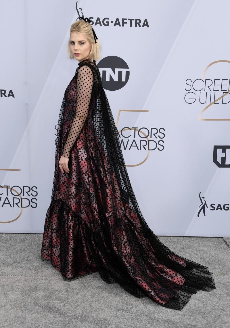 Lucy Boynton in Erdem for the 25th Annual Screen Actors Guild Awards in Los Angeles on January 27, 2019. AFP