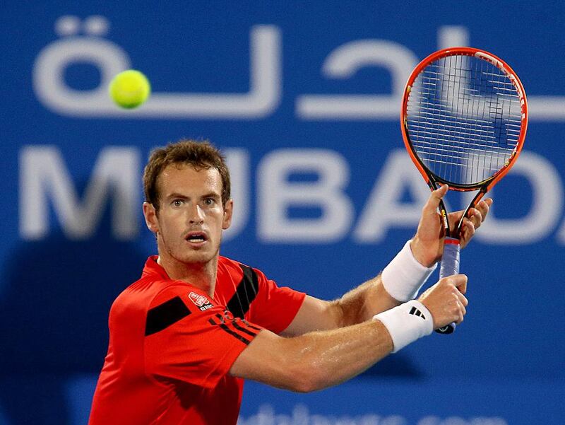 Andy Murray endured a rough return to the court after his back surgery in a straight-sets loss to Jo-Wilfried Tsonga at the Mubadala World Tennis Championship on Thursday. Sammy Dallal / The National