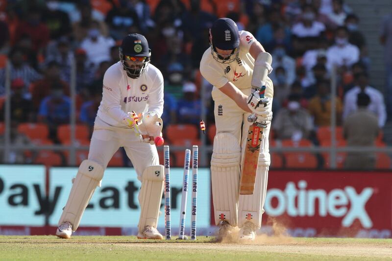 Zak Crawley of England  is bowled by  Axar Patel of India  during day two of the third PayTM test match between India and England held at the Narendra Modi Stadium , Ahmedabad, Gujarat, India on the 25th February 2021

Photo by Pankaj Nangia / Sportzpics for BCCI