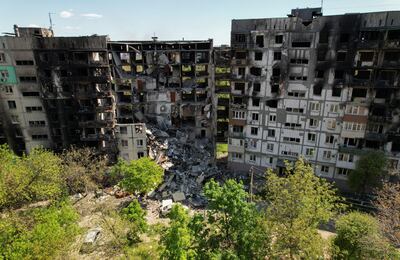 Heavily damaged buildings in the southern port city of Mariupol, Ukraine. Reuters