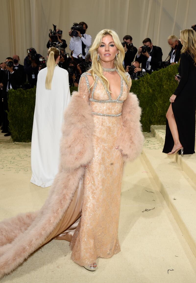 Sienna Miller, in Gucci, at the 2021 Met Gala. AP