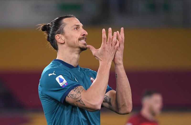 AC Milan's Zlatan Ibrahimovic reacts. Reuters