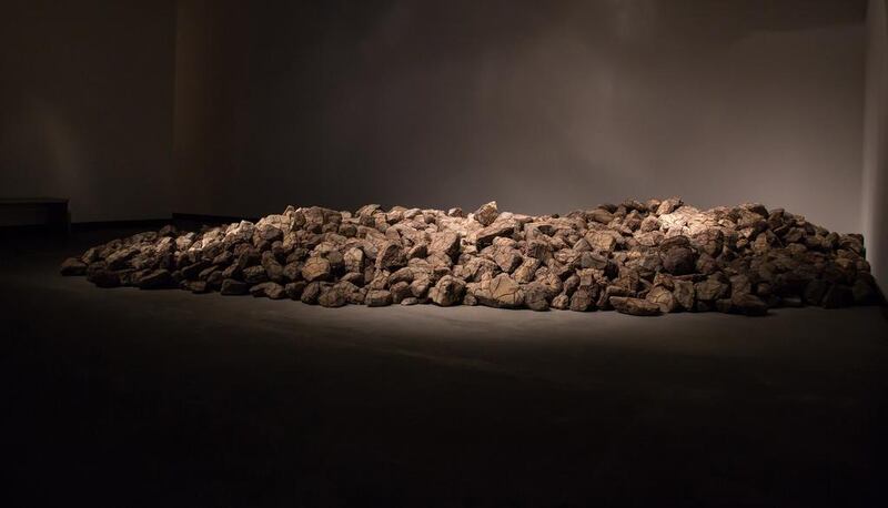 Mohmammed Ahmed Ibrahim’s Stones Wrapped with Copper Wire, 2007 for New York University Abu Dhabi Art Gallery (Courtesy: Mohmammed Ahmed Ibrahim and Cuadro Gallery)