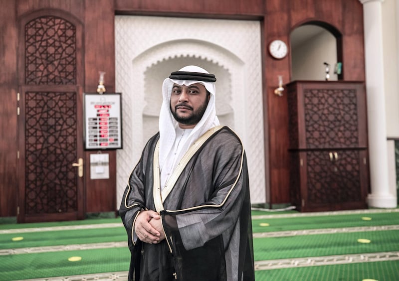 Abu Dhabi, United Arab Emirates, April 8, 2021.  Mohammedullah Moin, the Imam of Ali Salem Al Kaabi Mosque in Abu Dhabi. 
Victor Besa/The National
Section:  NA