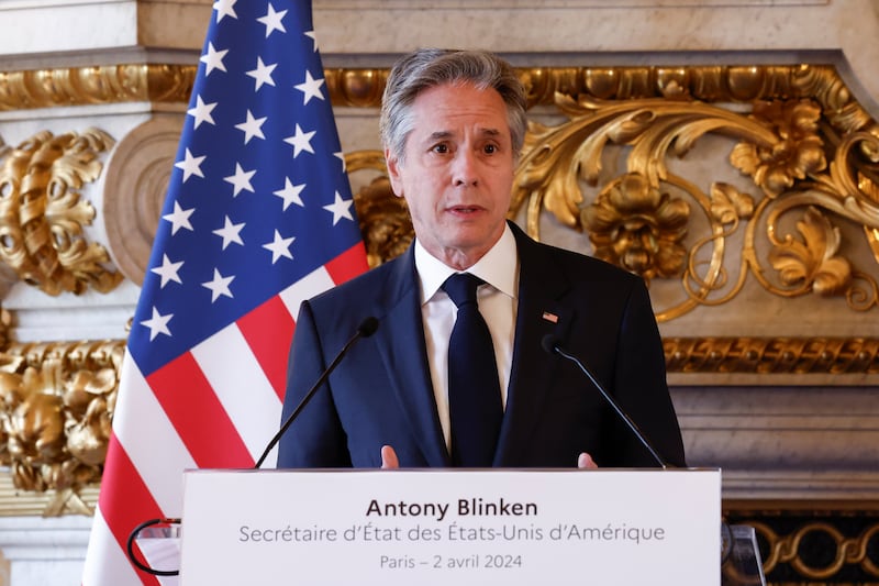 Secretary of State Antony Blinken at the French Ministry of Foreign Affairs in Paris on Tuesday. AP