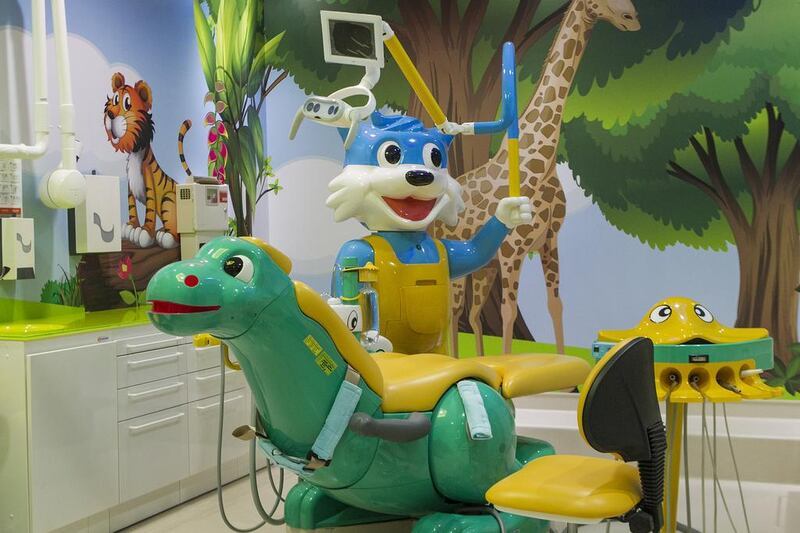 The zoo-themed dental room at the Emirates Park Zoo, Shahama, Abu Dhabi. The facility has six colourfully decorated rooms. Mona Al Marzooqi / The National 



