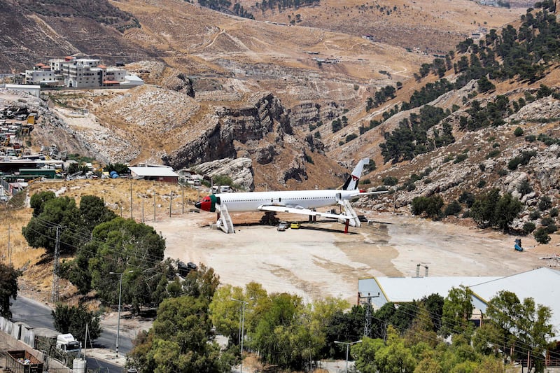 The fuselage of a Boeing 707 being converted into a restaurant in the city of Nablus.