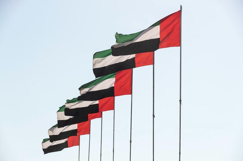 SHARJAH, UNITED ARAB EMIRATES. 03 NOVEMBER 2019. The UAE Flag flies proudly in the winter sunlight. (Photo: Antonie Robertson/The National) Journalist: STANDALONE. Section: The National.
