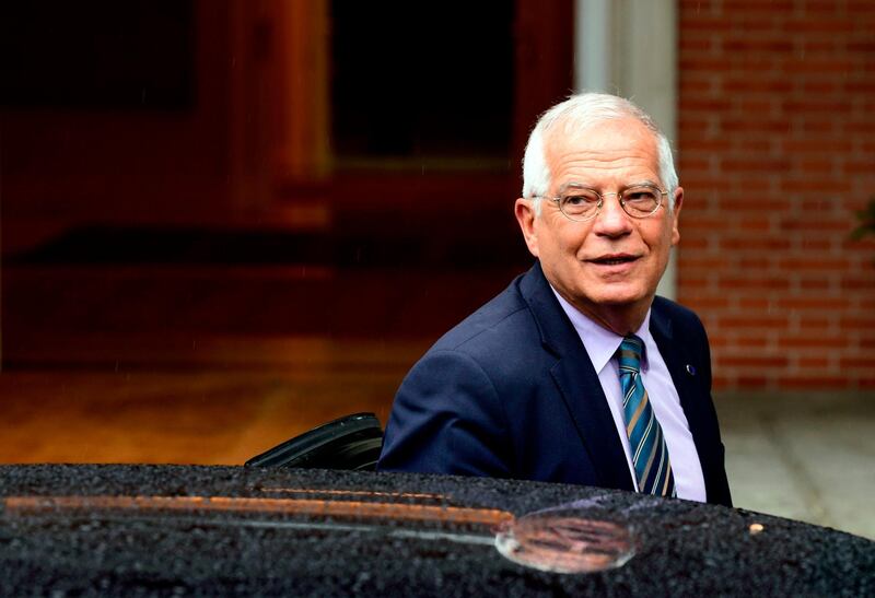 (FILES) In this file photo taken on June 8, 2018 Spanish minister of foreign affairs Josep Borrell poses as he arrives prior to holding the new government's first cabinet meeting at La Moncloa palace in Madrid. Josep Borrell was appointed head of the European diplomacy on July 2, 2019. / AFP / JAVIER SORIANO
