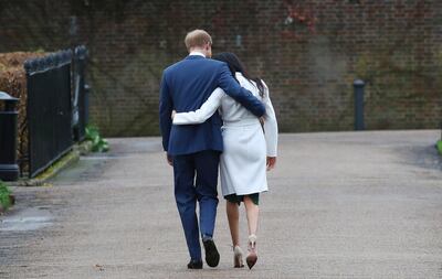 epa06354060 Britain's Prince Harry and Meghan Markle leave after a photocall after announcing their engagement in the Sunken Garden in Kensington Palace in London, Britain, 27 November. Clarence House earlier 27 November 2017 announced the engagement of Prince Harry to Meghan Markle. 'His Royal Highness the Prince of Wales is delighted to announce the engagement of Prince Harry to Ms Meghan Markle. The wedding will take place in Spring 2018. Further details about the wedding day will be announced in due course.' the statement said.  EPA/NEIL HALL