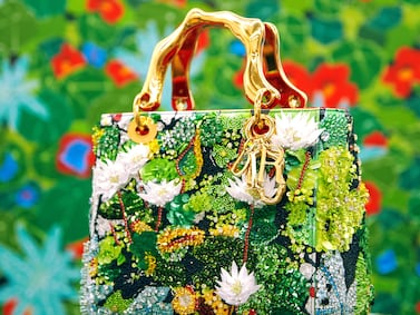 Hilary Pecis's interpretation of the Lady Dior bag is reminiscent of the artist's work Water Lilies. Photo: Christian Dior