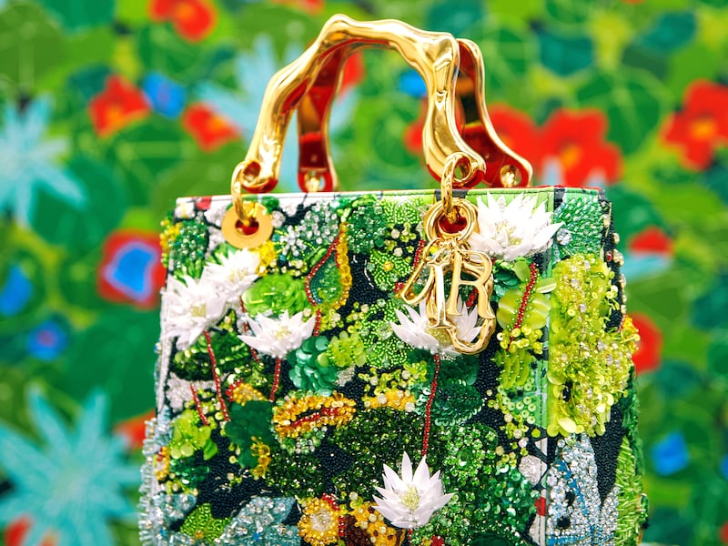 Hilary Pecis's interpretation of the Lady Dior bag is reminiscent of the artist's work Water Lilies. Photo: Christian Dior