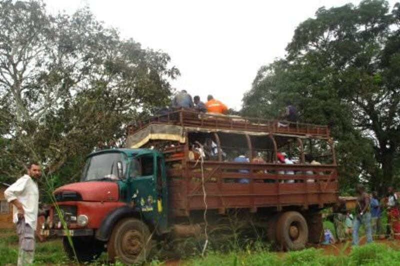 The truck Scott MacMillan travelled in on the road from Doussala to Dolisie in Republic of the Congo.  For travel. Photo by Scott MacMillan