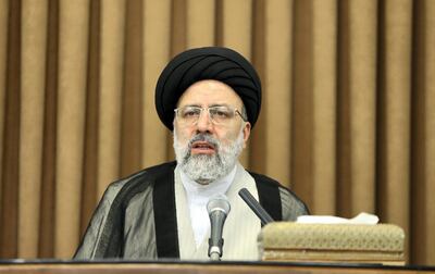 Iranian Judiciary chief Ebrahim Raisi addresses a meeting with foreign ambassadors in Iran in the Islamic republic's capital Tehran on June 24, 2019. - Iran denied the same day it was hit by a US cyber attack as Washington was due to tighten sanctions on Tehran in a standoff sparked by the US withdrawal from a nuclear deal. (Photo by ATTA KENARE / AFP)