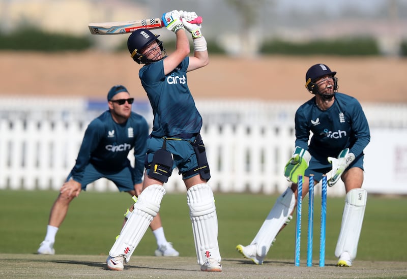 Ollie Pope during a training session at the Abu Dhabi Sports Hub